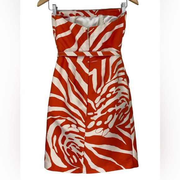 Kate Spade dress orange cream strapless JUNGLE JACQUARD cotton silk blend Size 0 - Picture 4 of 16